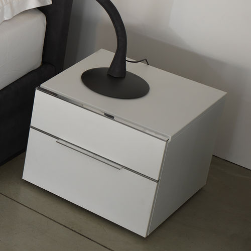 Comodino contemporaneo - SQUARE - cierre - in pelle / con supporto in cuoio / rettangolare