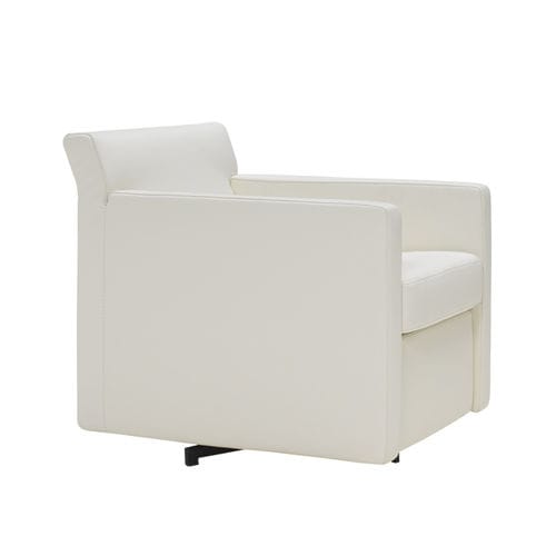 Poltrona contemporanea - VIP - cierre - in pelle / con poggiapiedi / bianca
