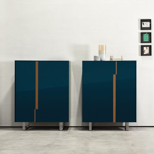 Credenza alta - IMPERIAL II - cierre - contemporanea / in legno laccato brillante / con ante battenti