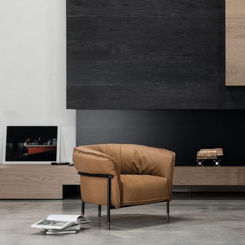 Poltrona contemporanea - MAC - cierre - in tessuto / in pelle / in metallo verniciato