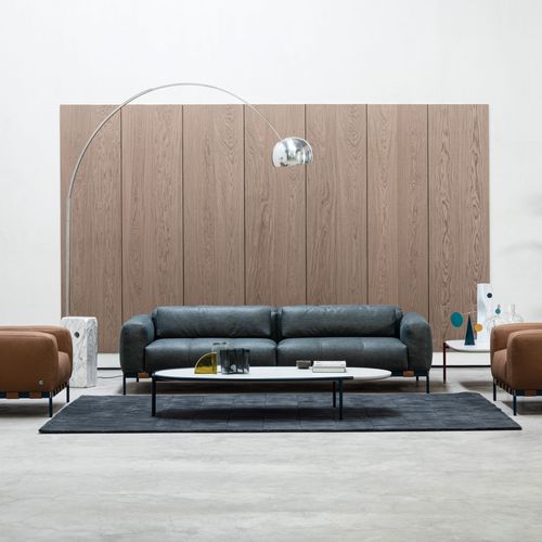 Divano modulare - OSCAR - cierre - contemporaneo / in pelle / con braccioli