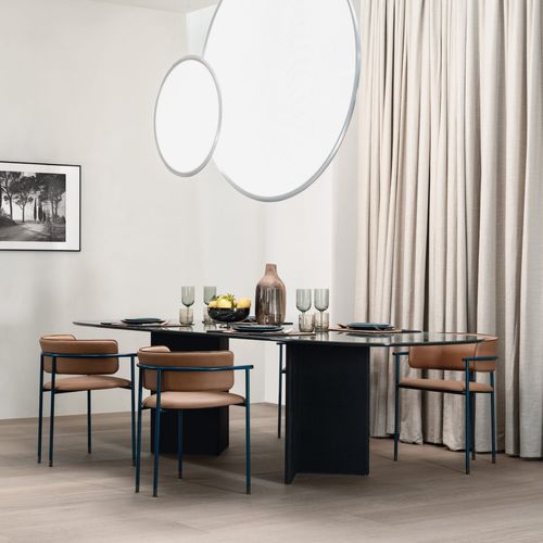 Tavolo da pranzo contemporaneo - WINGS - cierre - in vetro temprato / in ceramica / in marmo