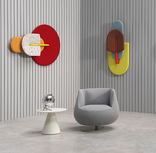 Poltrona club contemporanea - MAGNUM - SANCAL - in tessuto / in metallo laccato / grigia