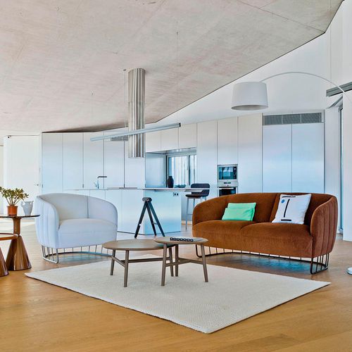 Divano contemporaneo - TONELLA - SANCAL - in tessuto / in pelle / marrone