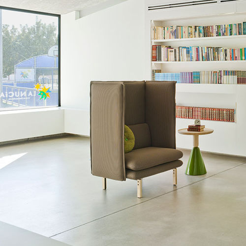 Poltrona contemporanea - REW - SANCAL - in tessuto / a schienale alto / grigia