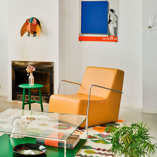 Poltrona club contemporanea - CLUB - SANCAL - in tessuto / marrone / bianca