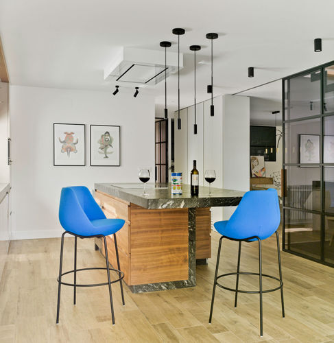 Sedia alta contemporanea - MAGNUM - SANCAL - da interno / in tessuto / in metallo laccato