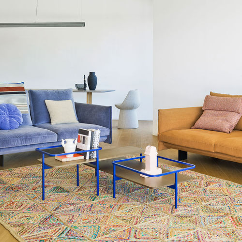 Tavolino basso contemporaneo - DUPLEX - SANCAL - impiallacciato in legno / in metallo / rettangolare