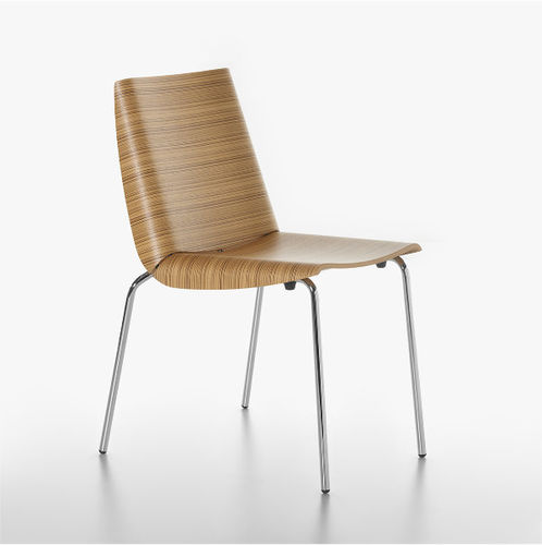 Sedia contemporanea - MILLEFOGLIE - PLANK - da interno / in compensato stampato / con supporto in metallo cromato