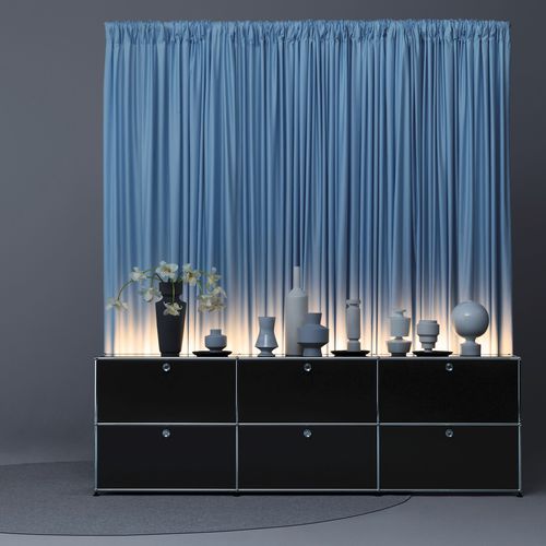 Credenza contemporanea - Haller E - USM Modular Furniture - in metallo / con illuminazione integrata / nera