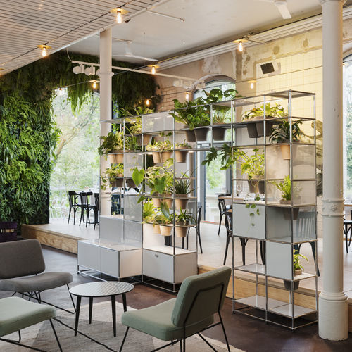 Sistema di scaffali autoportante - World of Plants for USM Haller - USM Modular Furniture - contemporaneo / in metallo / per uso residenziale