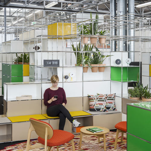 Banco reception modulare - World of Plants for USM Haller - USM Modular Furniture - in metallo