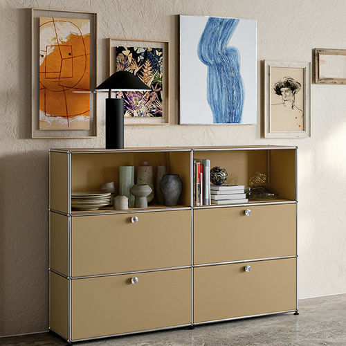 Credenza alta - USM Haller - USM Modular Furniture - contemporanea / in metallo / con ripiano