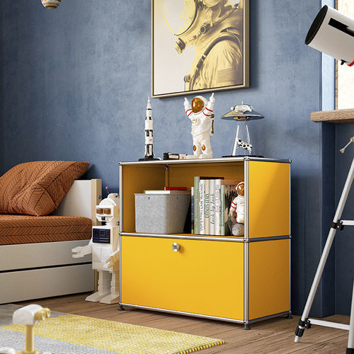 Comodino contemporaneo - USM Haller - USM Modular Furniture - in metallo / con supporto in metallo / rettangolare