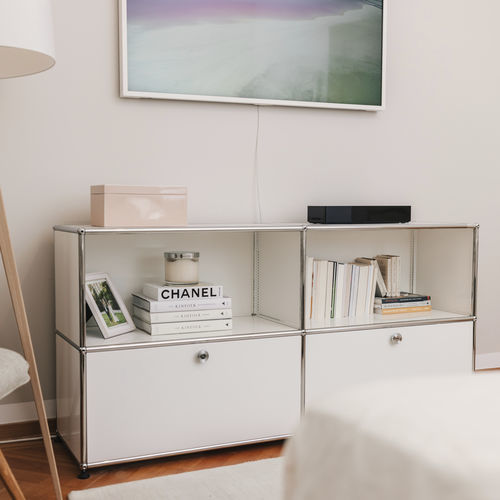 Mobile multimediale contemporaneo - USM Haller - USM Modular Furniture - con ripiani / in metallo