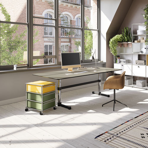 Cassettiera per ufficio in metallo - USM Haller - USM Modular Furniture - 3 cassetti / con rotelle