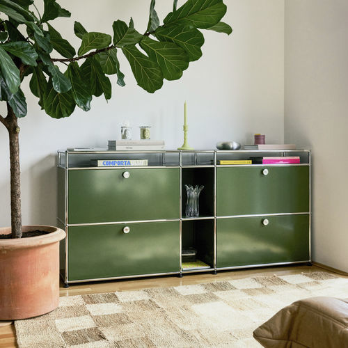 Consolle contemporanea - USM Haller - USM Modular Furniture - in metallo / con supporto in metallo / rettangolare