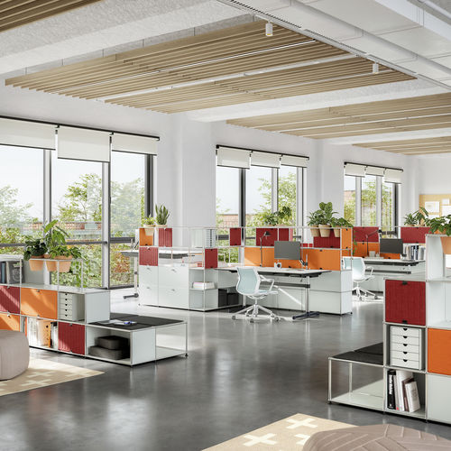 Scaffale modulare - USM Haller Soft Panel – Red and Orange - USM Modular Furniture - autoportante / contemporaneo / in fibre sintetiche