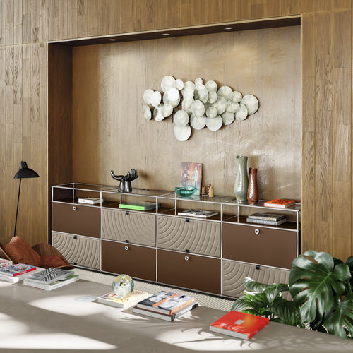 Credenza contemporanea - USM Haller Soft Panel – Taupe - USM Modular Furniture - in fibre sintetiche / in metallo / con ripiano