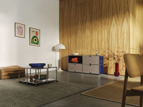 Credenza contemporanea - USM Haller Soft Panel – Taupe. - USM Modular Furniture - in fibre sintetiche / in plastica riciclata / in metallo