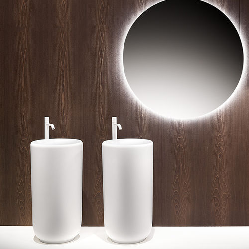 Lavabo a pavimento - HOMEY - FALPER - in Cristalplant® / con miscelatore / con portasalviette integrato