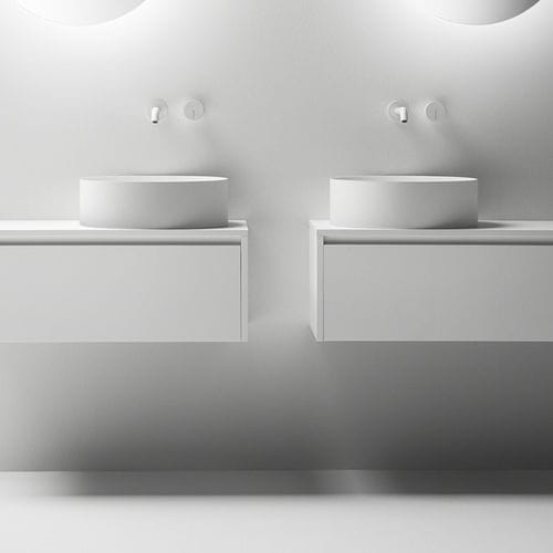 Lavabo da appoggio - FONTANA - FALPER - in ceramica / su misura / rotondo
