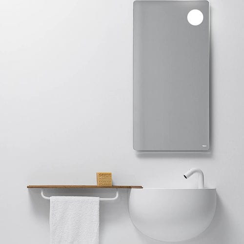 Lavandino sospeso - BOWLLINO - FALPER - semitondo / in Cristalplant® / con portasalviette integrato