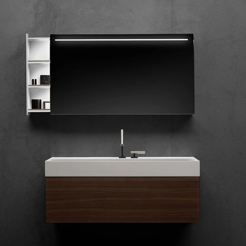Mobile pensile per bagno con specchio con illuminazione integrata - SLIDE - FALPER - contemporanea / per uso residenziale / in legno