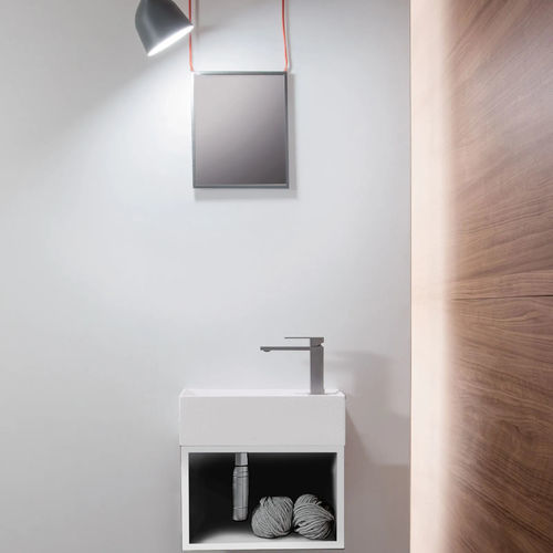 Lavandino sospeso - D5K  - FALPER - rettangolare / in Cristalplant® / con portasalviette integrato