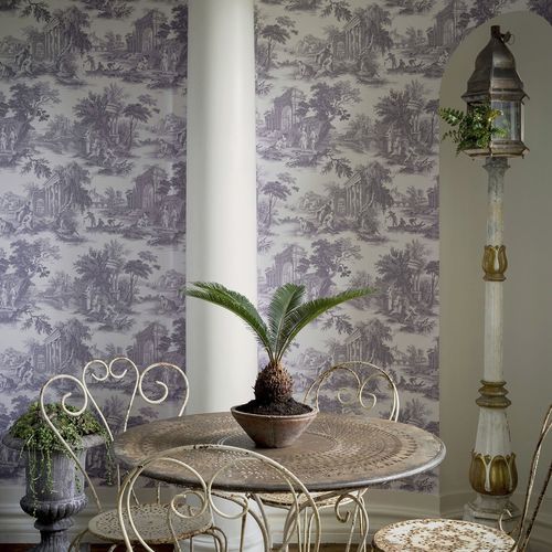 Carta da parati classica - Villandry - Cole&Son - in tessuto / con scene / bianca