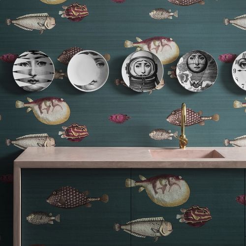 Carta da parati classica - Acquario - Cole&Son - in tessuto / con animali / blu