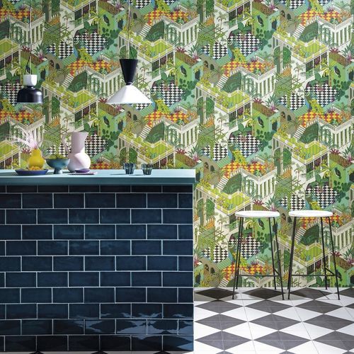 Carta da parati contemporanea - Miami - Cole&Son - in tessuto / con motivi naturali / rossa