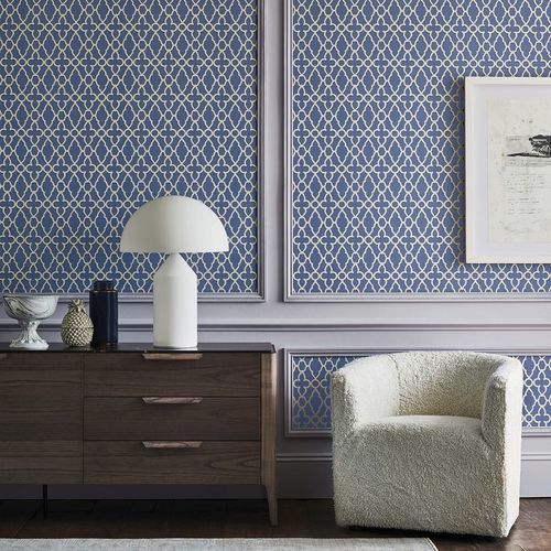 Carta da parati contemporanea - Treillage - Cole&Son - in tessuto / con motivi geometrici / bianca