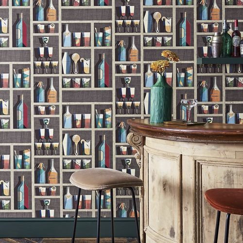 Carta da parati contemporanea - Cocktails - Cole&Son - in tessuto / a motivi / bianca