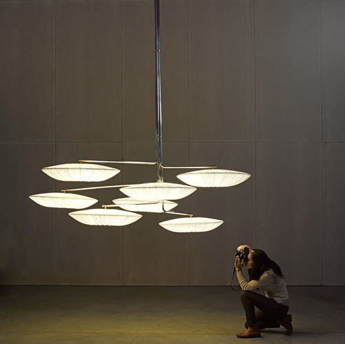 Lampadario contemporaneo - SUNSA: 10 - Aqua Creations - in acciaio inossidabile / in seta / contract