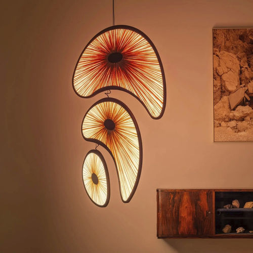 Lampada a sospensione - LAKE CHAD MOBILE 3 - Aqua Creations - in acciaio inossidabile / in seta / in acrilico