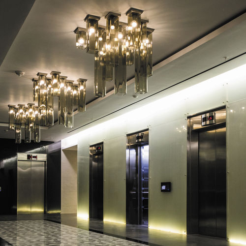 Plafoniera design originale - TUBES - Vistosi - a cubo / in vetro soffiato / LED