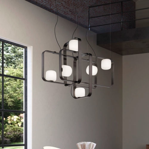 lampadari con diffusori sferici Vistosi