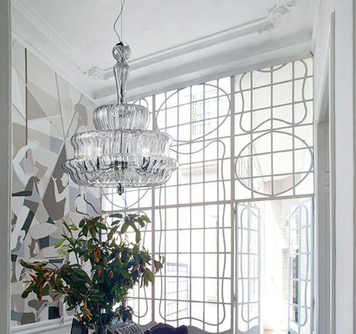 Lampadario contemporaneo - NOVECENTO - Vistosi - in cristallo / in vetro di Murano / da 5 lampadine