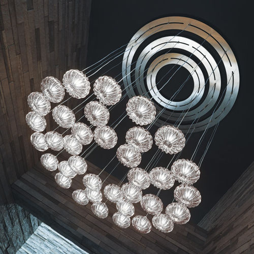 Lampadario contemporaneo - DIAMANTE - Vistosi - in vetro / contract / con diffusori sferici