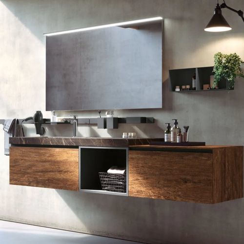Mobile lavabo sospeso - LINEA 01 - ARCHEDA - in pietra arenaria / contemporaneo / senza ante