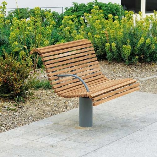 Panca per spazi pubblici contemporanea - VENISE - AREA - in legno / in acciaio / con schienale
