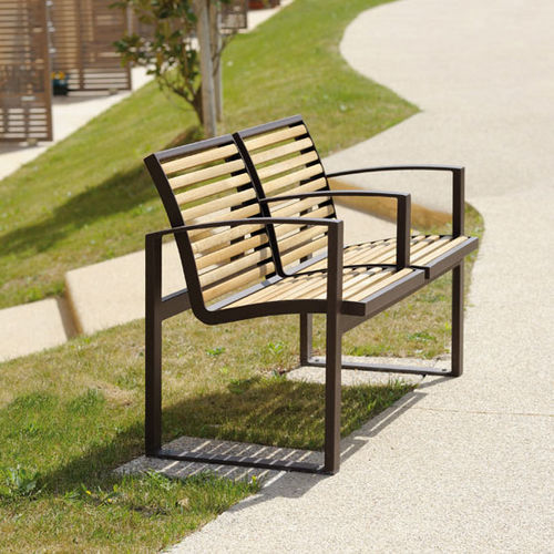 Panca per spazi pubblici contemporanea - NEWPORT - AREA - in legno / in acciaio / con schienale