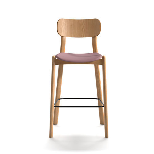 Sedia alta contemporanea - Kiyumi Wood ST + Fixed cushion - arrmet - da interno / in tessuto / in frassino