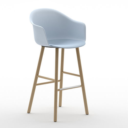 Sedia alta contemporanea - Máni Armshell ST-4WL - arrmet - da interno / in polipropilene / con supporto in frassino