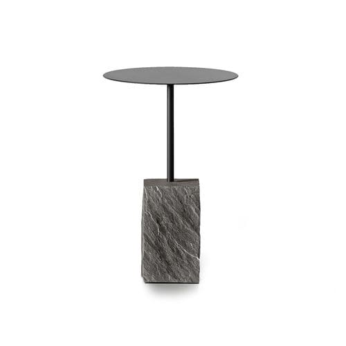 Tavolino design originale - Rocks 45 - arrmet - in metallo verniciato / in pietra / con supporto in pietra