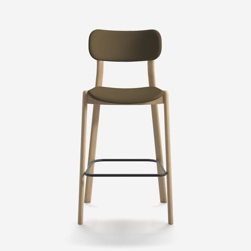 Sgabello da bar design scandinavo - KIYUMI WOOD FABRIC ST  - arrmet - in pelle / in tessuto / con supporto in frassino