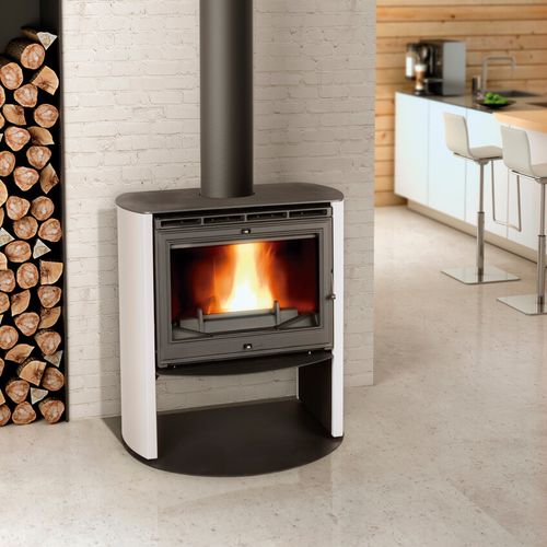 Stufa a legna - ES-500 - Lacunza - 5 kW...10 kW / contemporanea / in acciaio