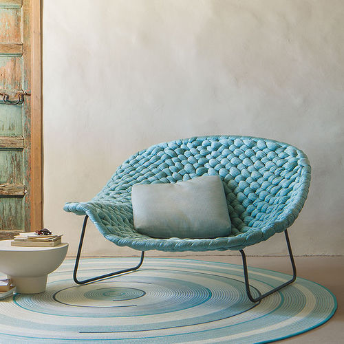 Poltrona contemporanea - SHITO - PAOLA LENTI - in tessuto / in acciaio inossidabile / grigia