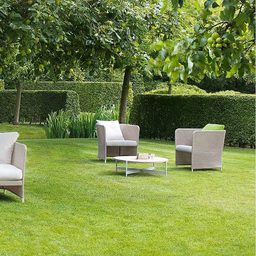 Poltrona contemporanea - TEATIME - PAOLA LENTI - in corda / in tessuto / in acciaio